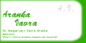 aranka vavra business card
